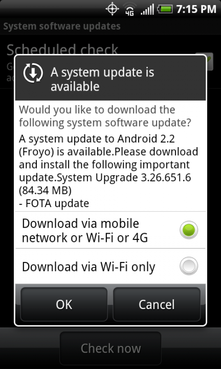 Mise à jour HTC EVO 4G Froyo Screen